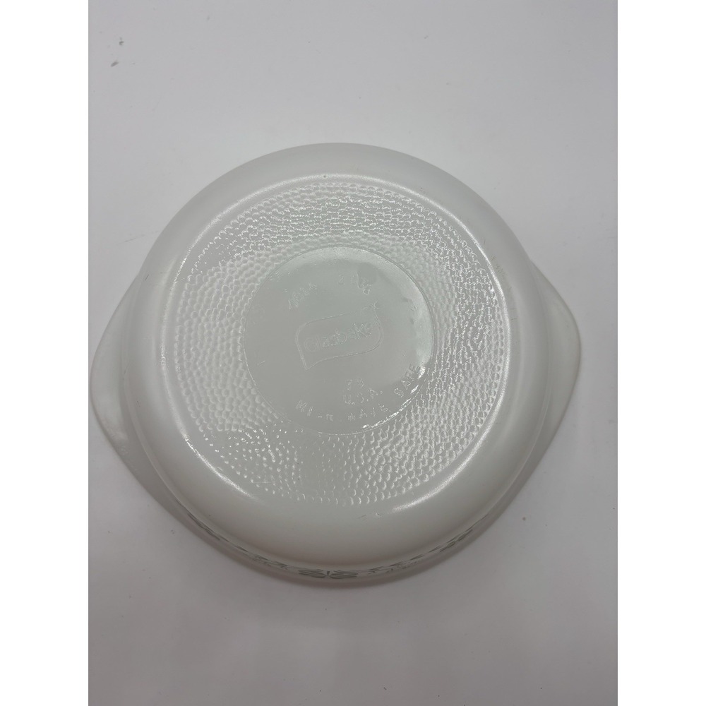 Vintage Glasbake Green Daisy Mixing Bowl 1 Quart J-514 USA Milk Glass - Picture 6 of 7